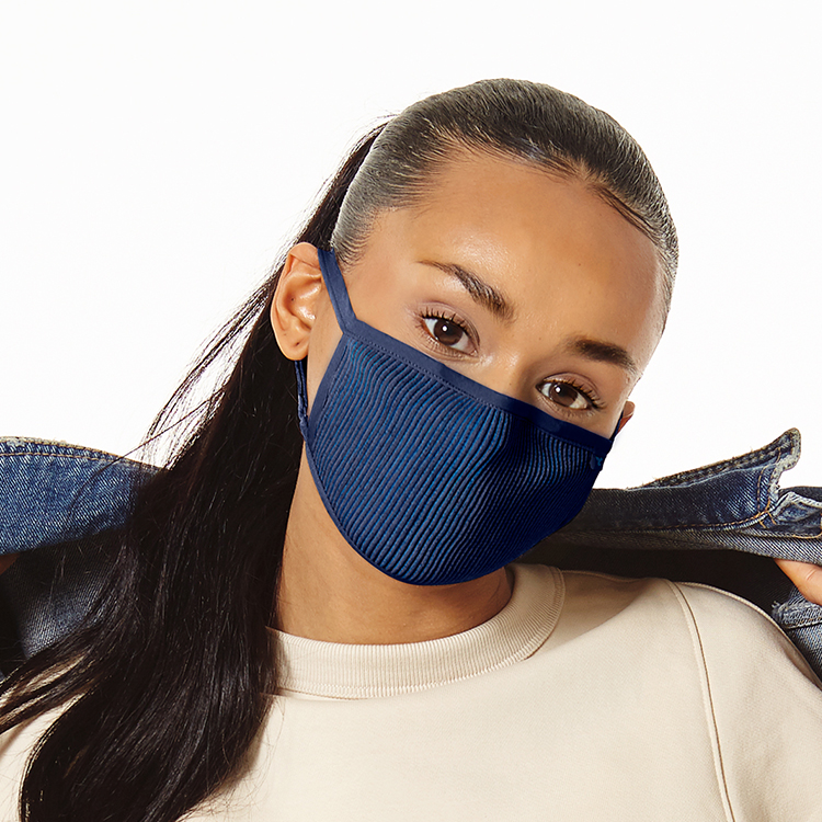 NAROO F.U+ navy face mask shown on a model.