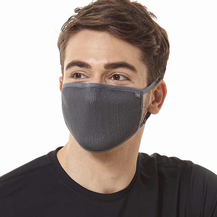 NAROO F.U+ gray face mask shown with a black shirt.