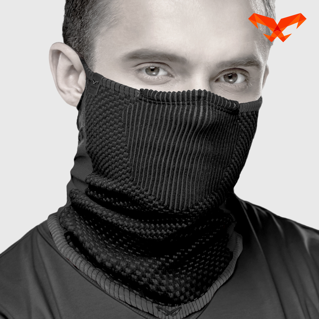 NAROO F5 black neck gaiter, front view