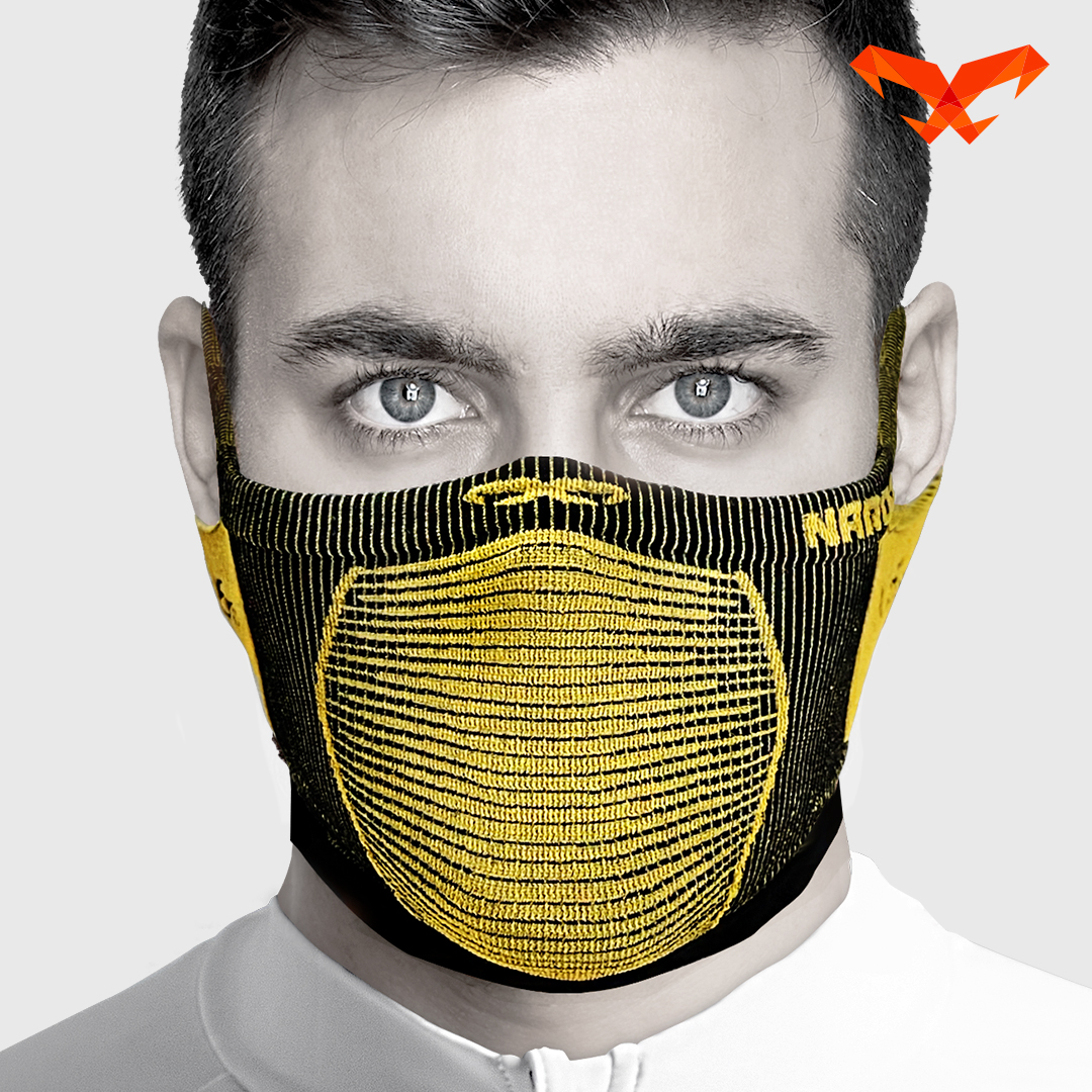 NAROO X5S black and yellow face cover, front view