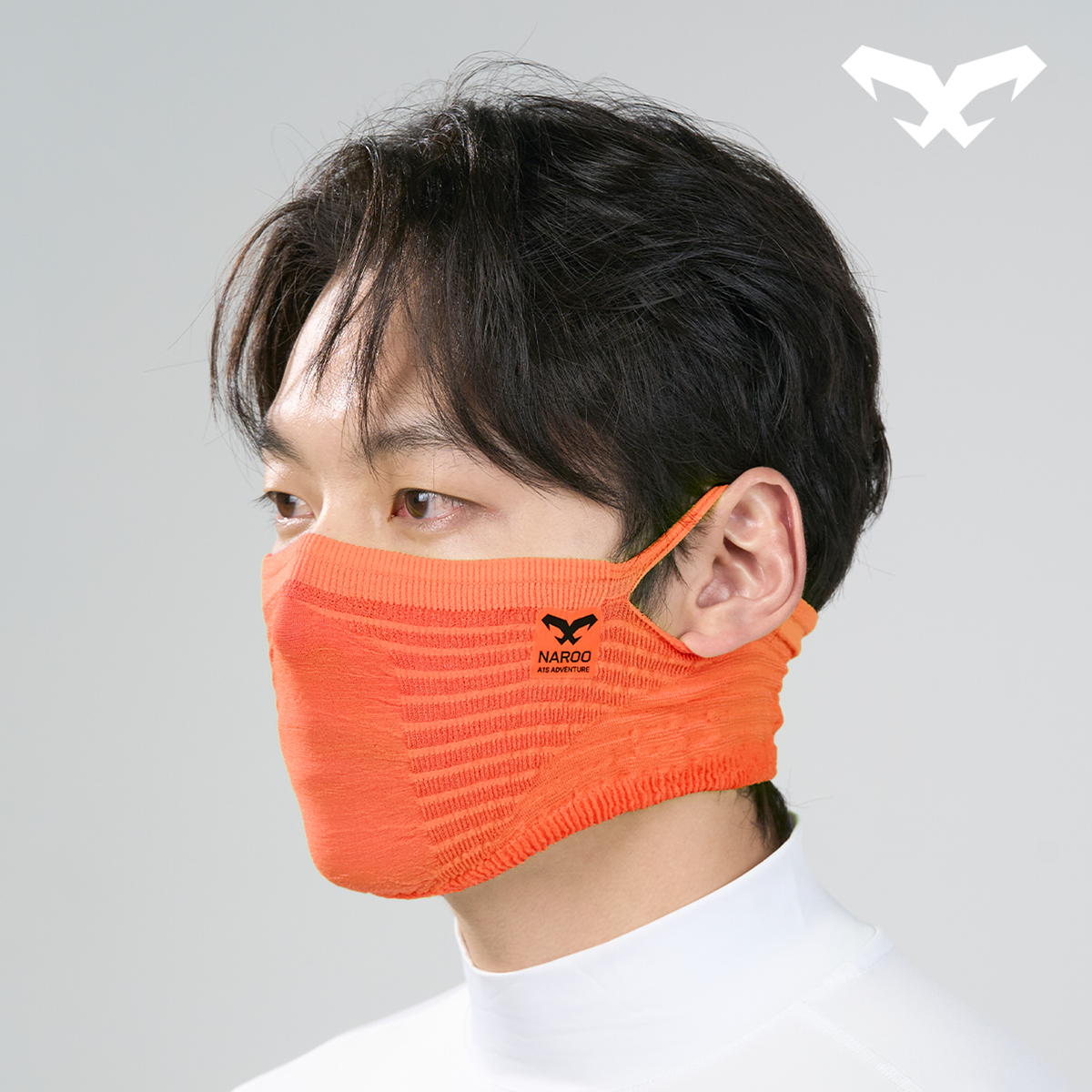 NAROO A1S Neon Orange face cover, side view