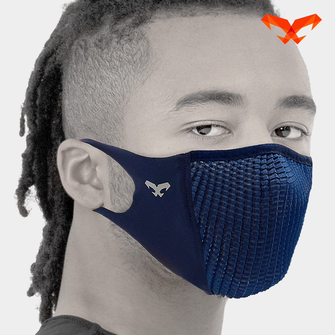 NAROO N0U Lite navy face cover, front-side view