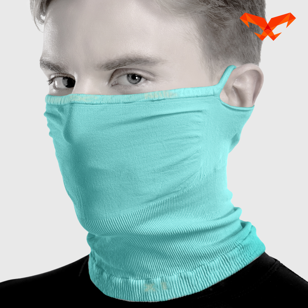 NAROO X1 mint neck gaiter, front-side view