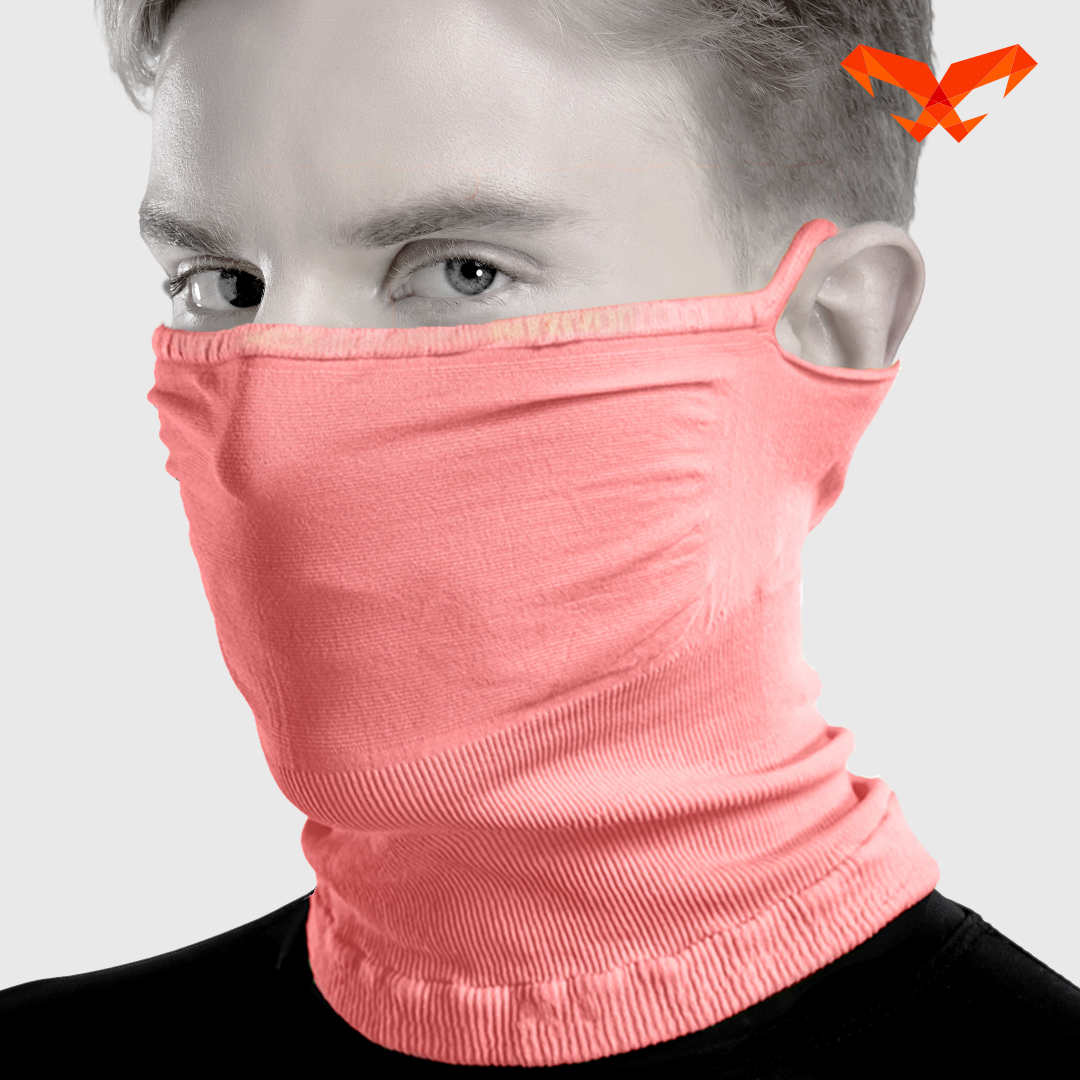 NAROO X1 pink neck gaiter, front-side view