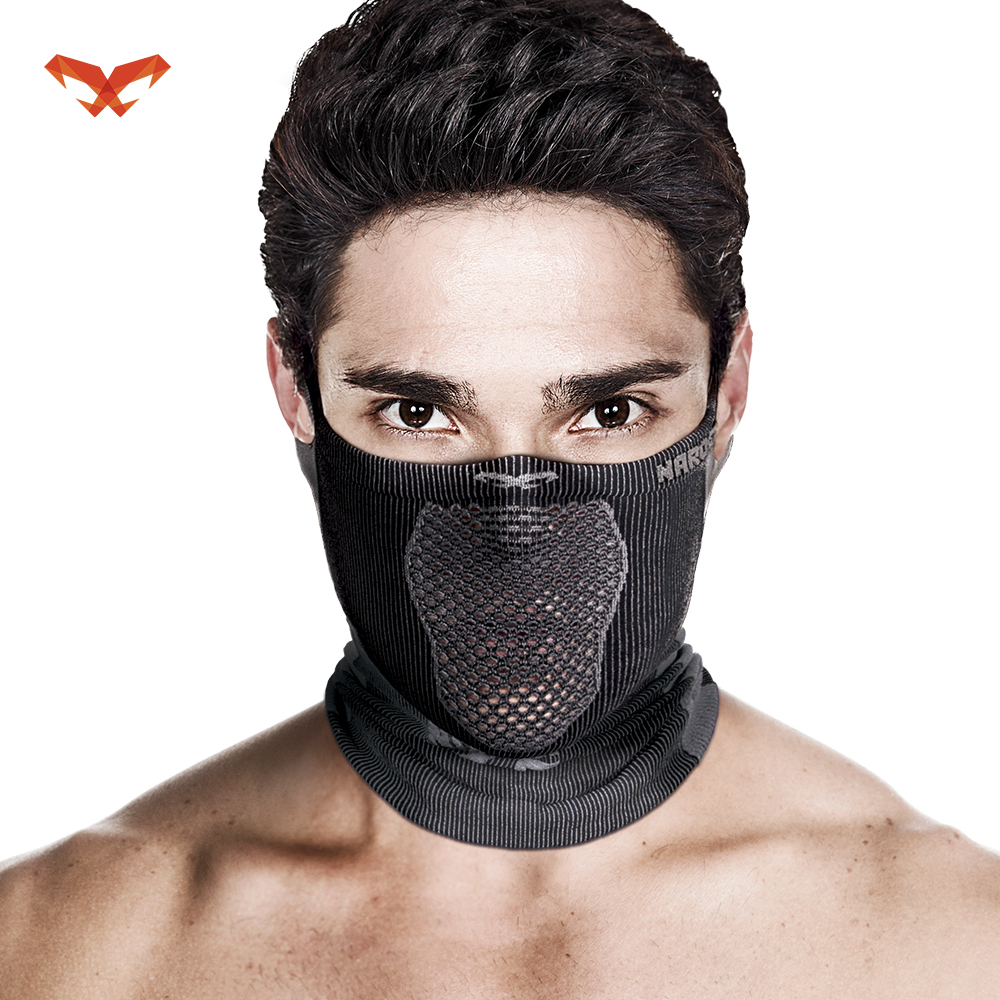 NAROO X5 black and gray neck gaiter worn by a man