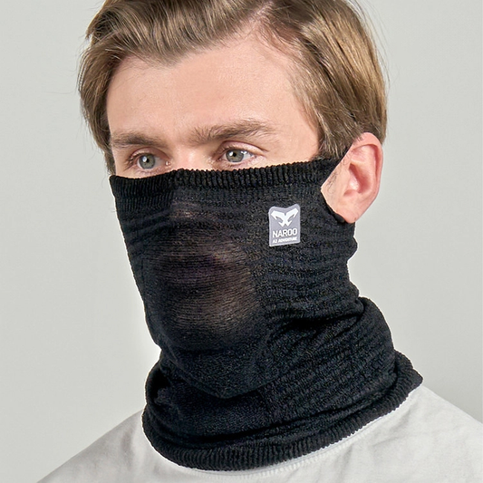 NAROO A2 Galaxy Black neck gaiter, front-side view