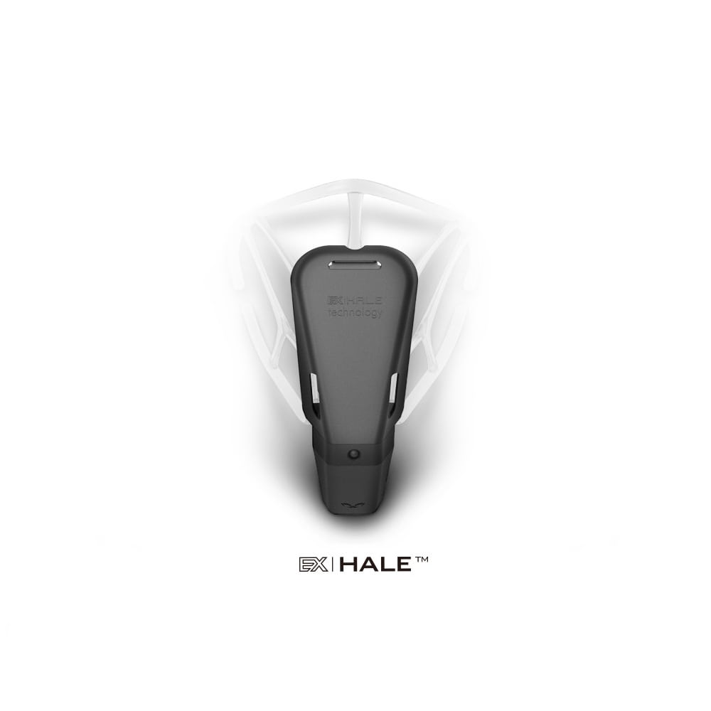 NAROO EX|HALE black exhaust vent accessory with brand mark, front view