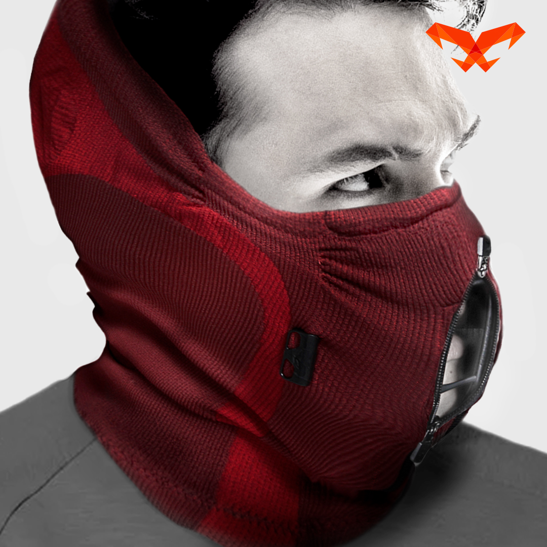 NAROO Z9H wine zip-front face and neck cover, side view