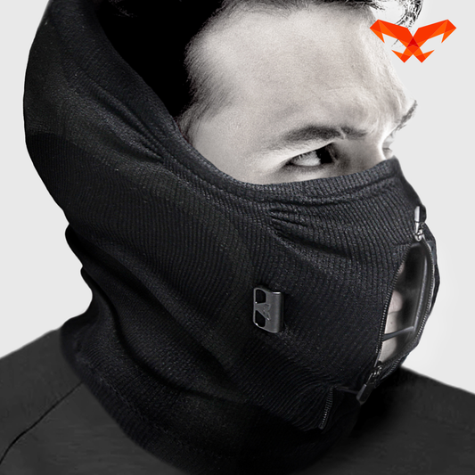 NAROO Z9H black zip-front face and neck cover, side view
