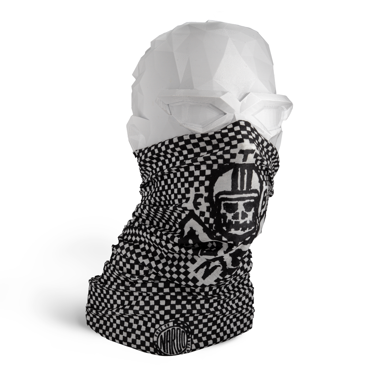 NAROO E3 checkered skull-print tube gaiter, front view