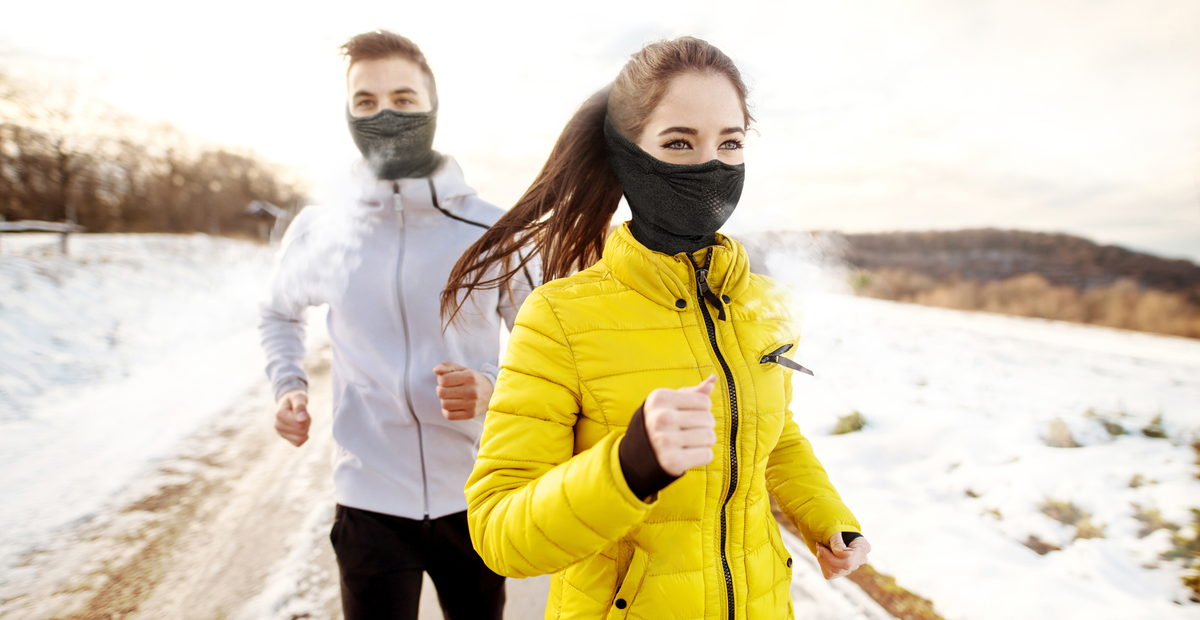 NAROO N9H half balaclavas worn by two runners in winter