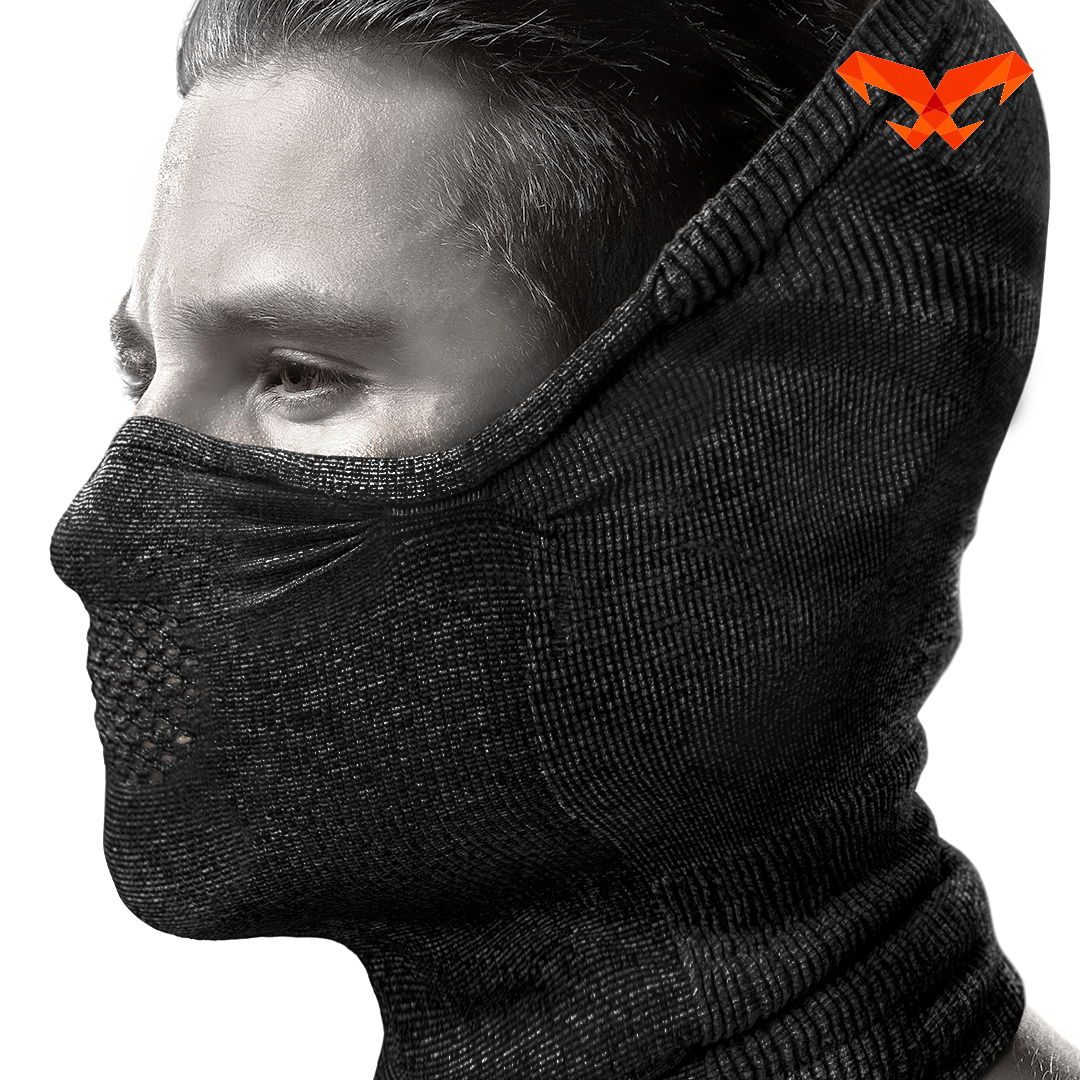 NAROO N9H gray half balaclava worn, side view