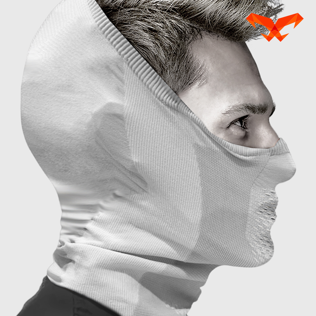 NAROO X5H white half balaclava, side view