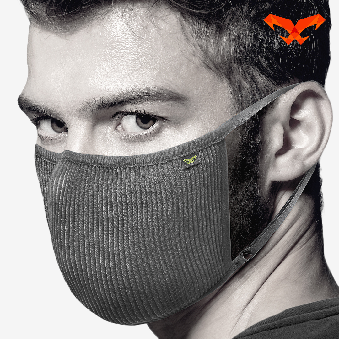 NAROO F.U+ Copper gray face cover shown from the front side